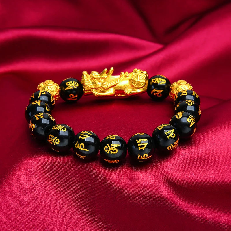 24K Gold-Tone Pixiu Bracelet – Lucky Wealth Beaded Bracelet for Men & Couples-1