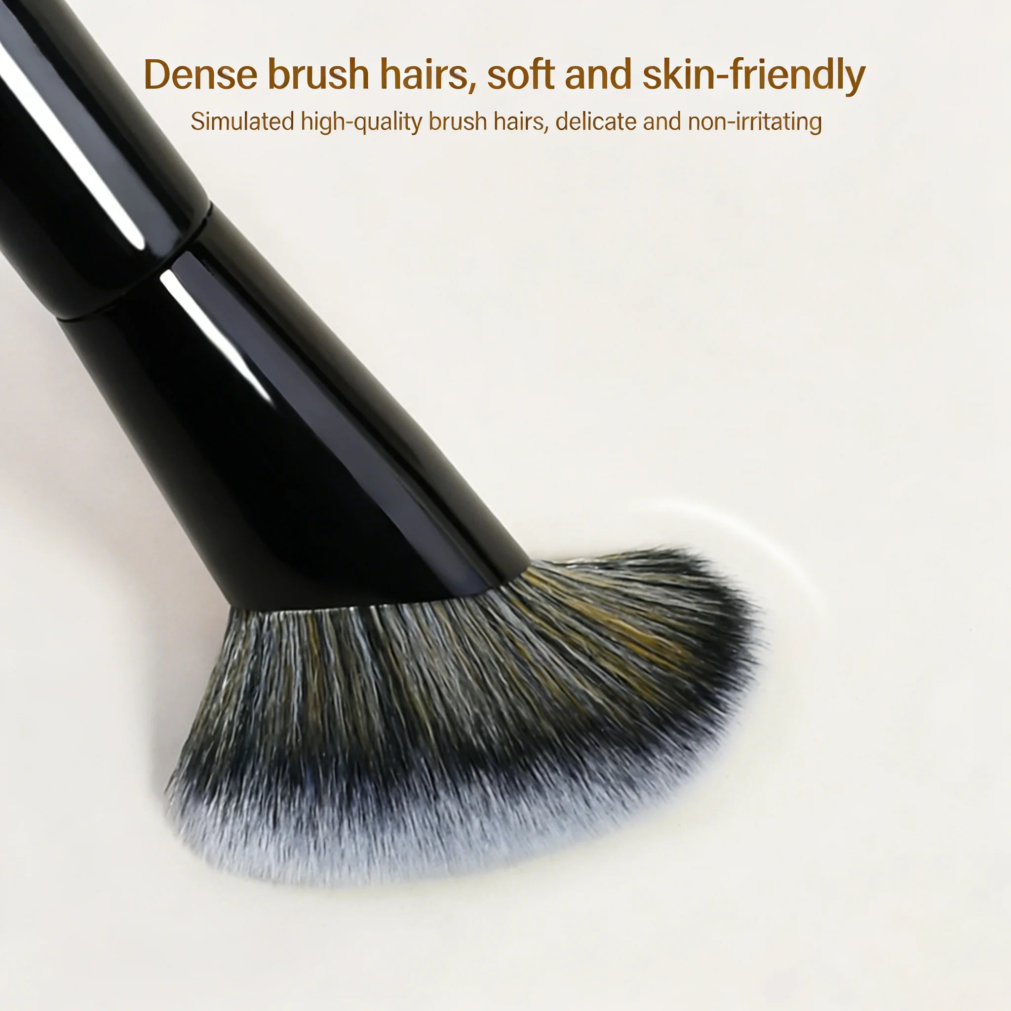Dual-ended Makeup Brush Flat Foundation & Angled Contour Brush Soft Synthetic Hair Multi-function Cosmetic Beauty Tool