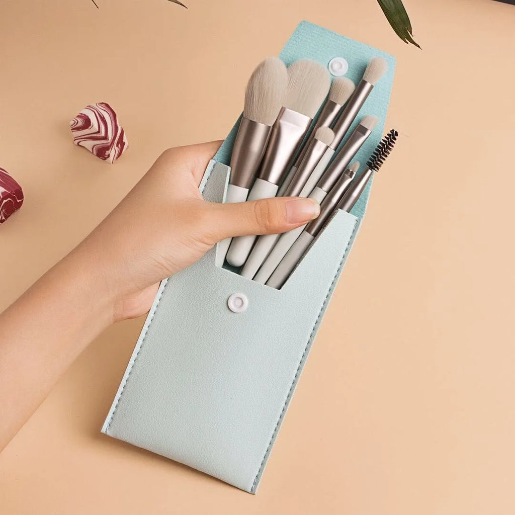 8Pcs Mini Macaron Soft Makeup Brushes Set, Portable Beginner Beauty Tools for Blush Eyeshadow, Complete Cosmetic Brush Kit
