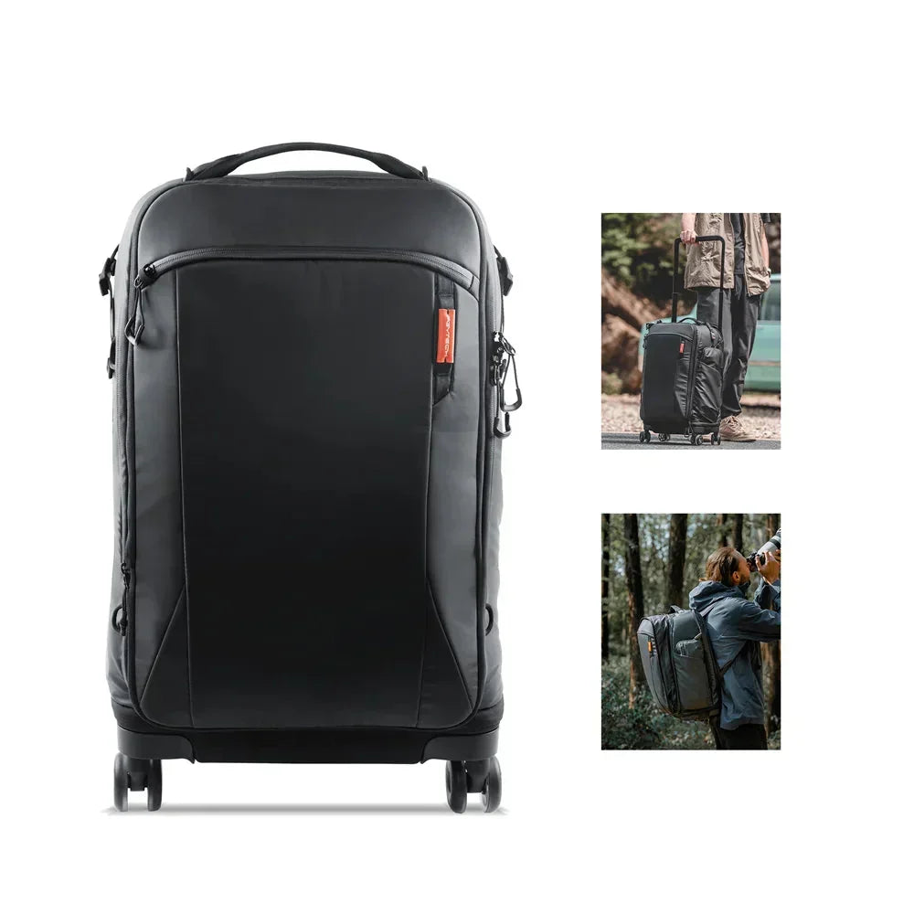 2-in-1 Outdoor Trolley Case Backpack Expandable Black-2