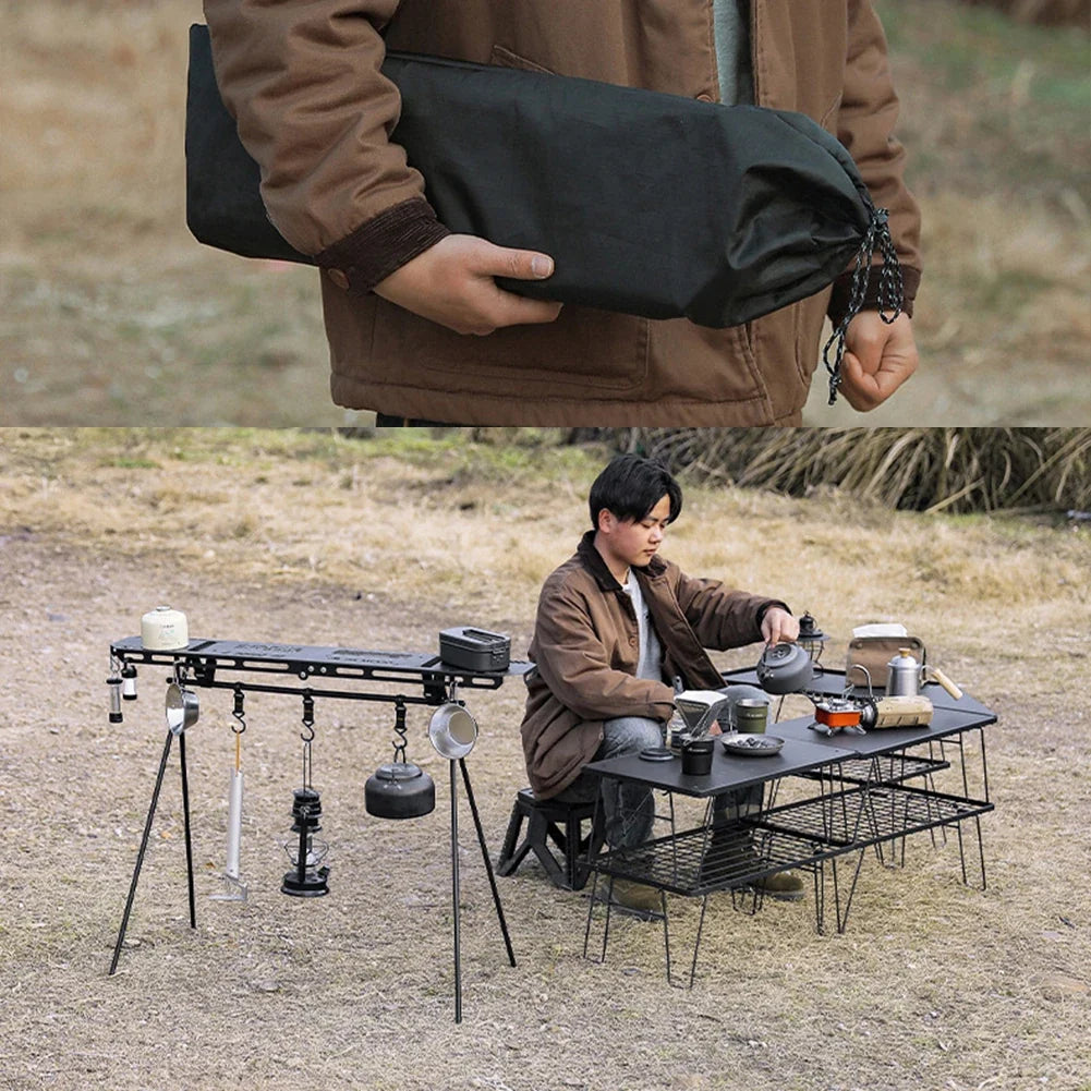 NNEOBA Foldable Camping Tripod Top Plate Rack Black-4