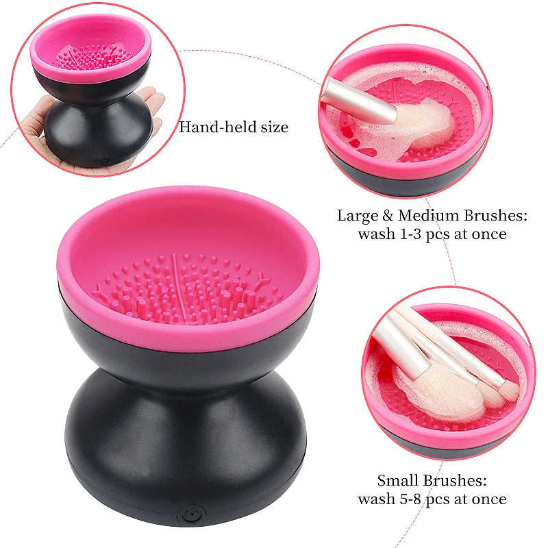 Electric Makeup Brush Cleaner Machine Portable Automatic USB Cosmetic Brush Cleaner Tools for All Size Beauty Makeup Brushes Set