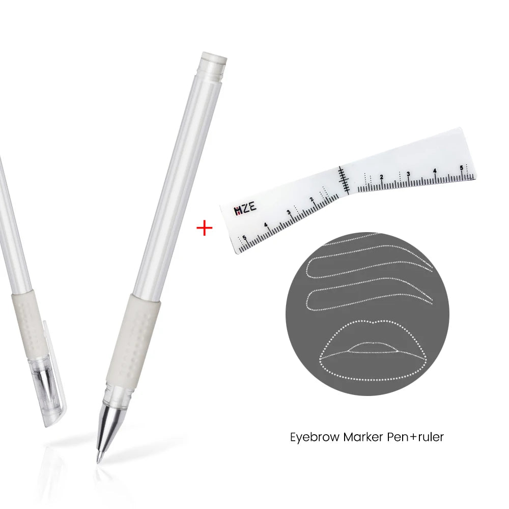 Eyebrow Position Mark Tools Microblading Brow Shape Mapping Kit with White Marker Pen and Brows Outline Design Ruler Makeup Kits