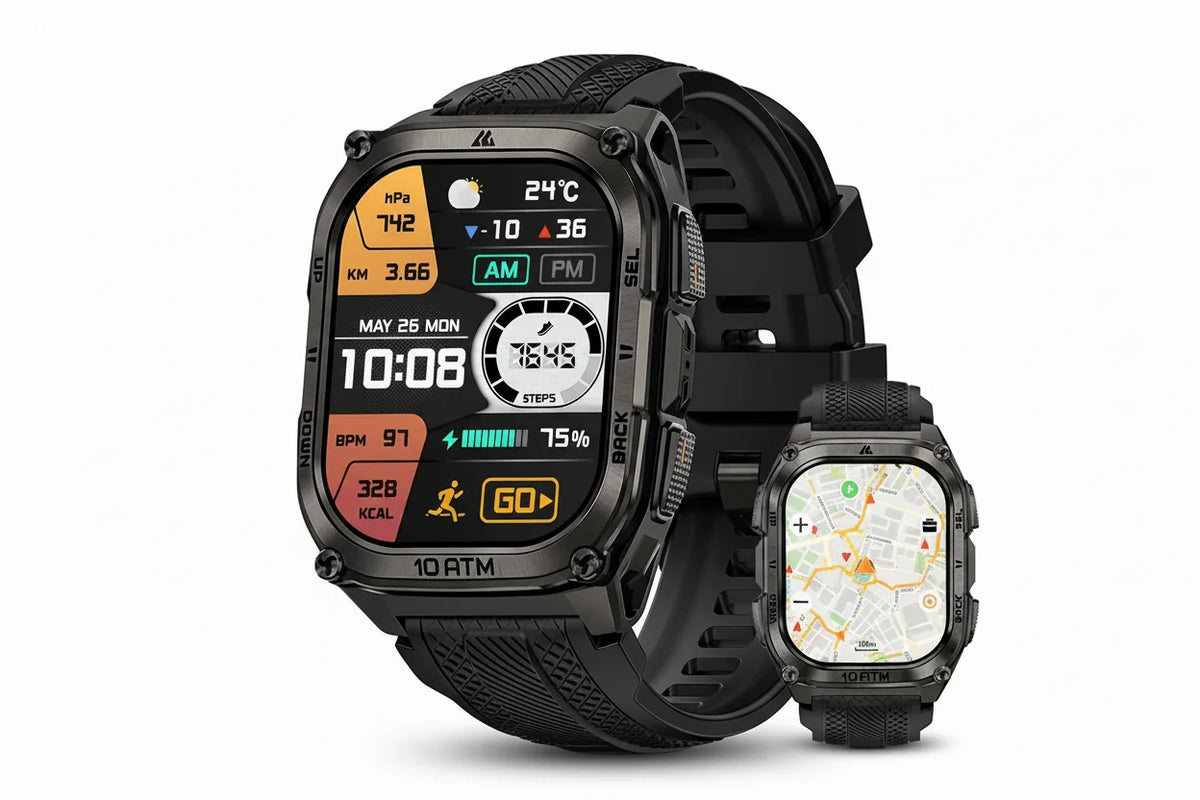 NNEOBA Tank M4 GPS Smartwatch Stainless Steel-0
