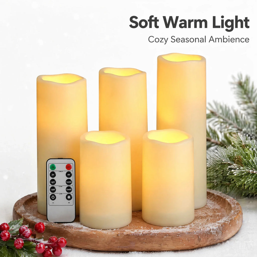 Waterproof Flameless LED Pillar Candles Set-0