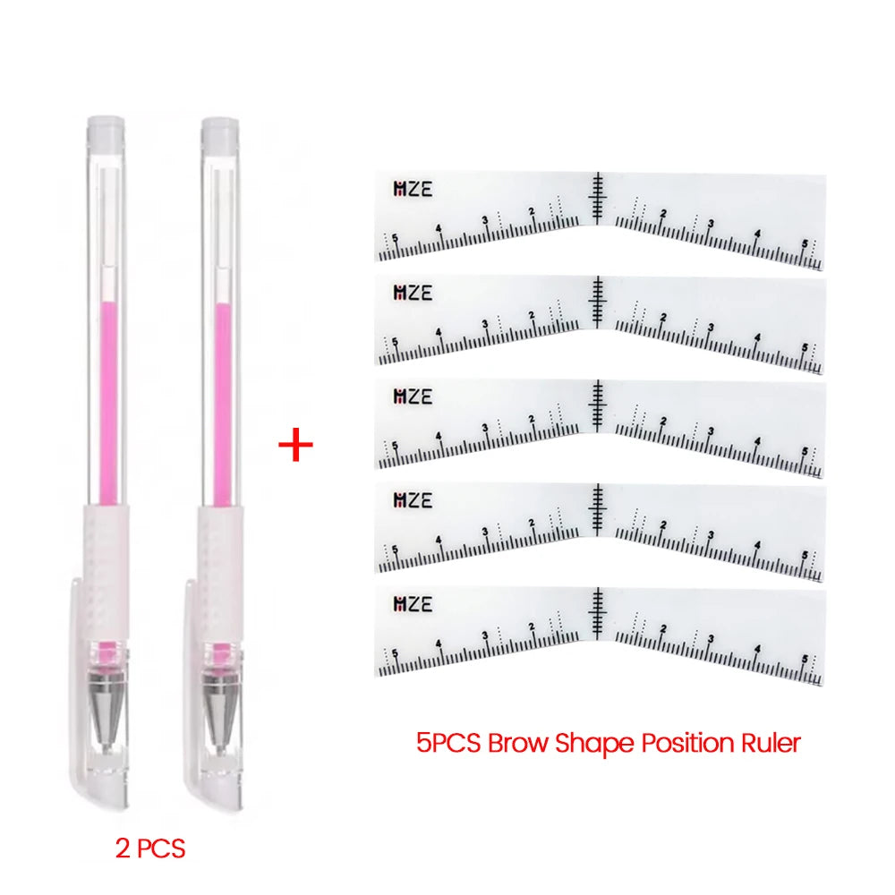 Eyebrow Position Mark Tools Microblading Brow Shape Mapping Kit with White Marker Pen and Brows Outline Design Ruler Makeup Kits