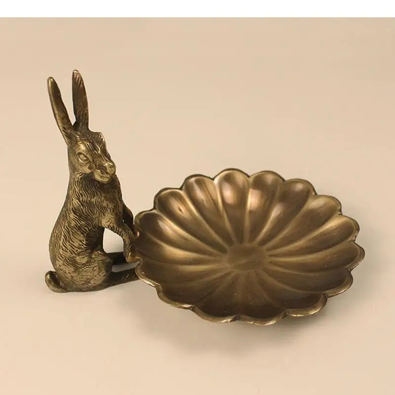 NNEOBA Whimsical Rabbit Brass Ornaments: Artistic Charm for Home Decor"-2