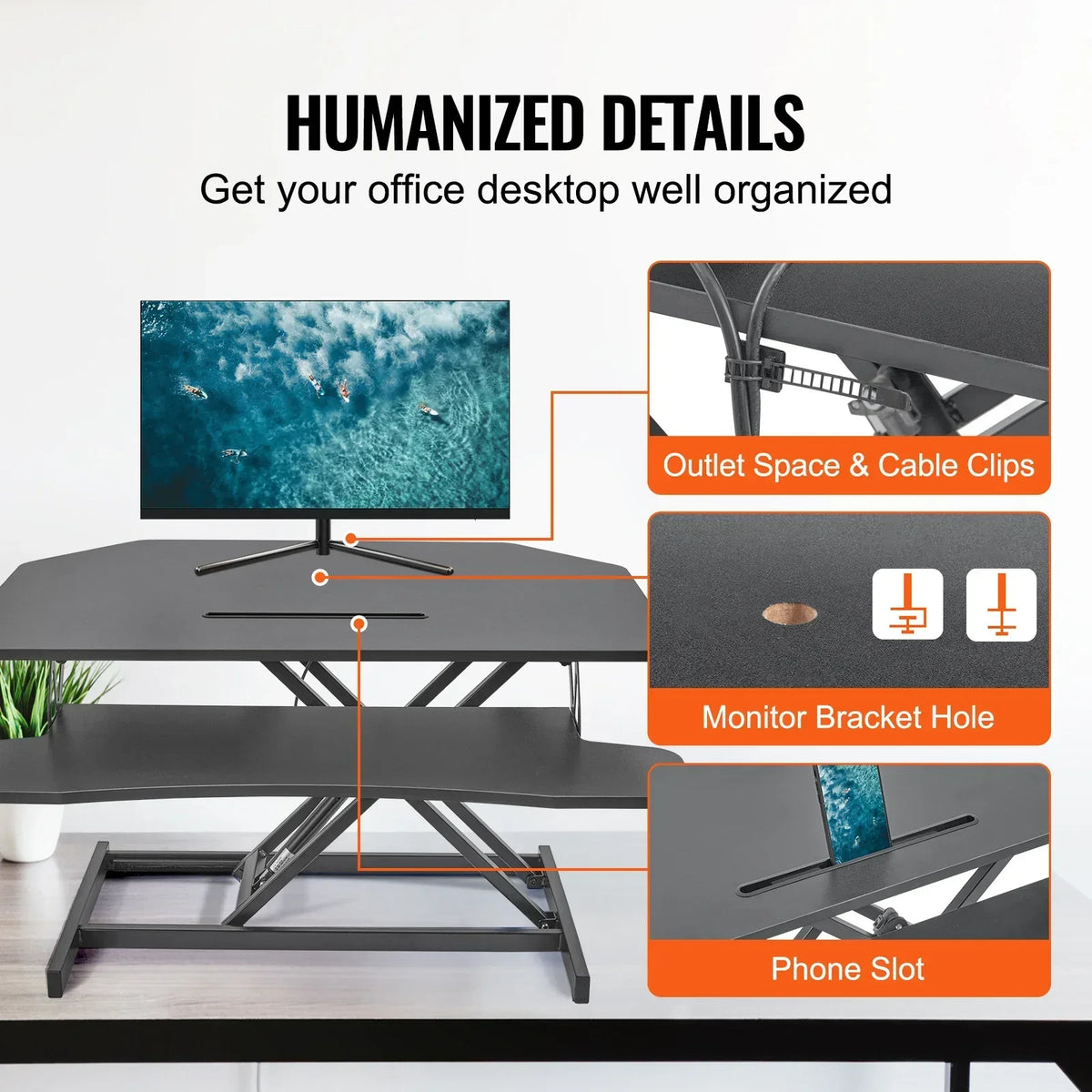 NNEOBA X-Frame Double-Layer Standing Desk Converter - Height Adjustable Sit-to-Stand Desk-4