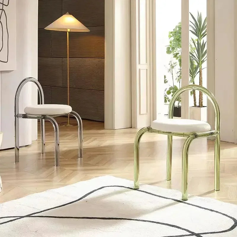 NNEOBA Six Colors Crystal Makeup Chair Modern Acrylic Furniture Unique Relax Lounge Dining Chair Clear Meubles De Salon Household Items-2