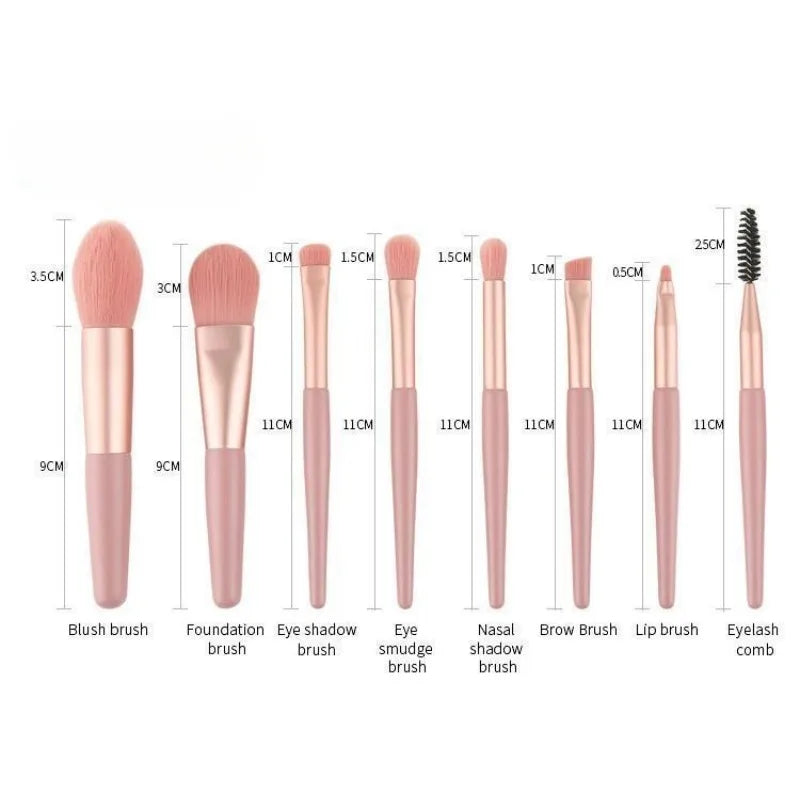 8Pcs Mini Macaron Soft Makeup Brushes Set, Portable Beginner Beauty Tools for Blush Eyeshadow, Complete Cosmetic Brush Kit