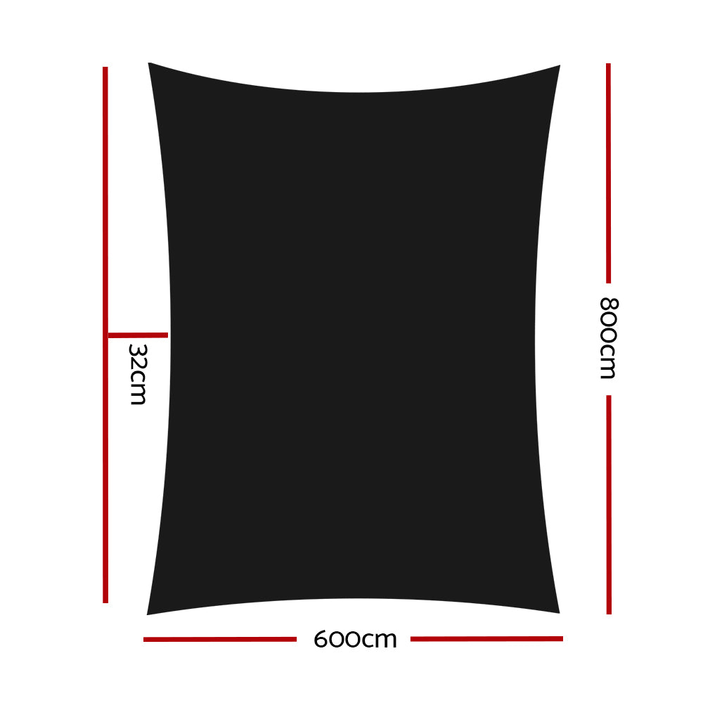 NNEDSZ 6x8m Shade Sail Sun Shadecloth 280gsm Black-1