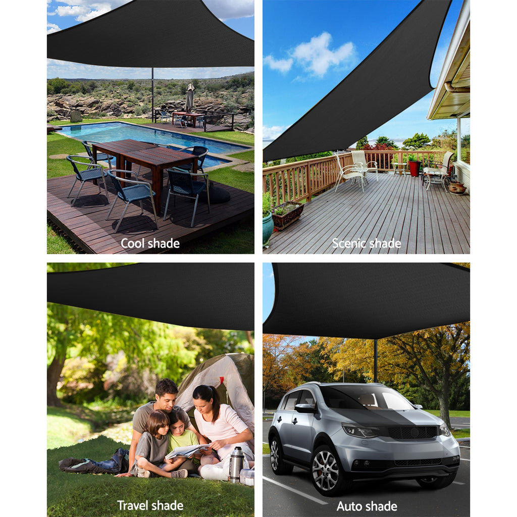 NNEDSZ 6x8m Shade Sail Sun Shadecloth 280gsm Black-3