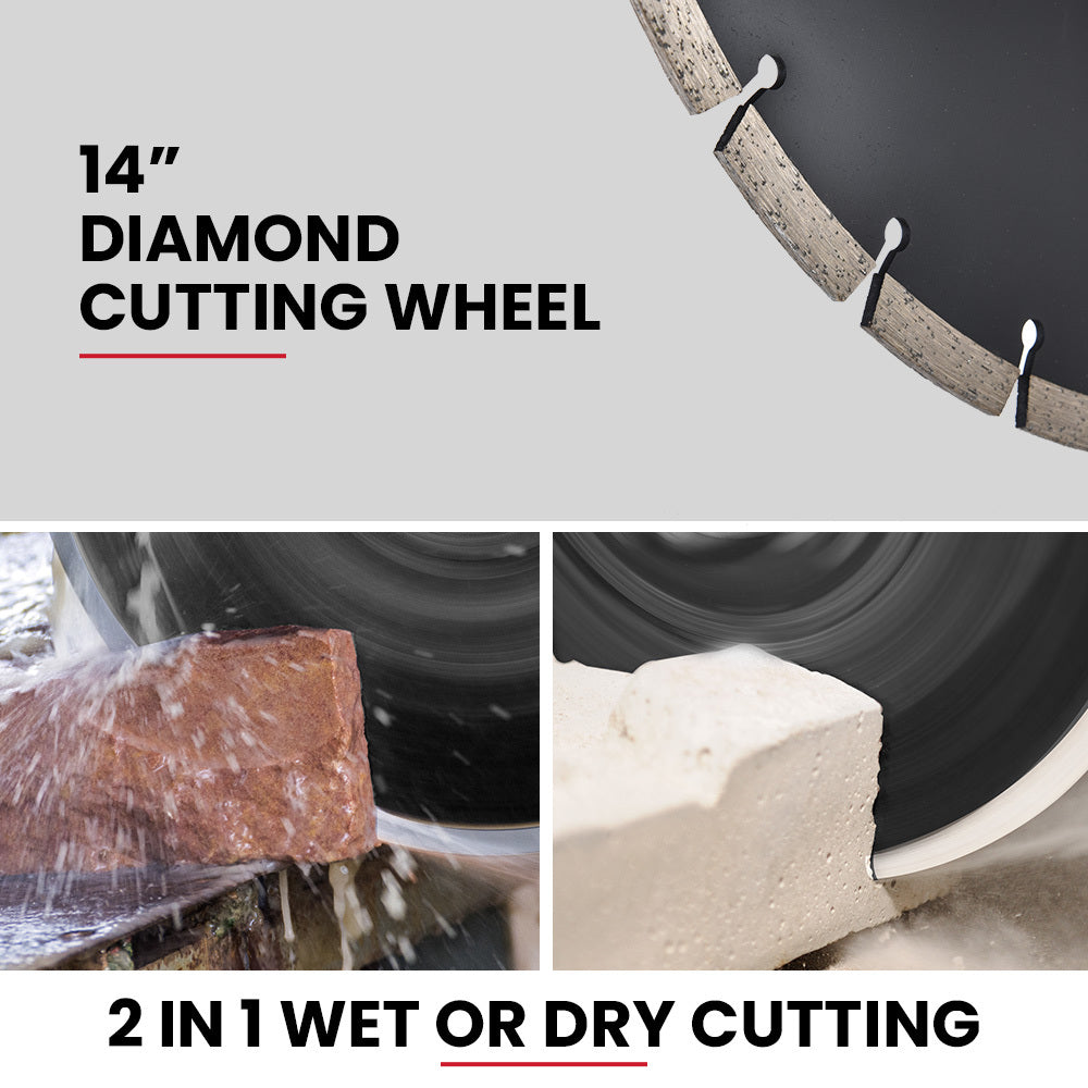 NNEMB 3500W 350mm/14' Electric Concrete Demolition Cut-Off Saw, Wet and Dry Cutting, Diamond Blade, Vacuum Port, 15A Plug-3