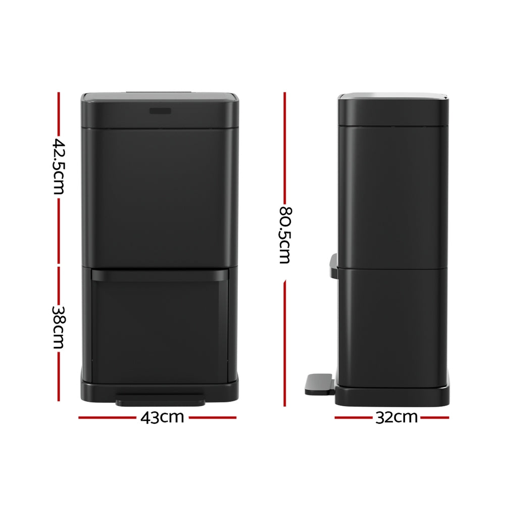 NNEDSZ 70L Motion Sensor Bin Pedal Bins Automatic Black-1