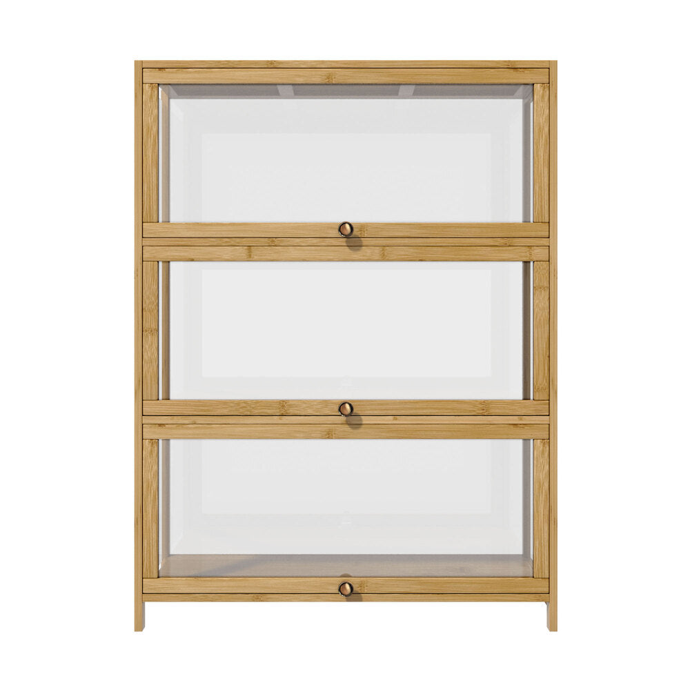NNEED Display Cabinet 3-Tier Shelves Clear Oak-4