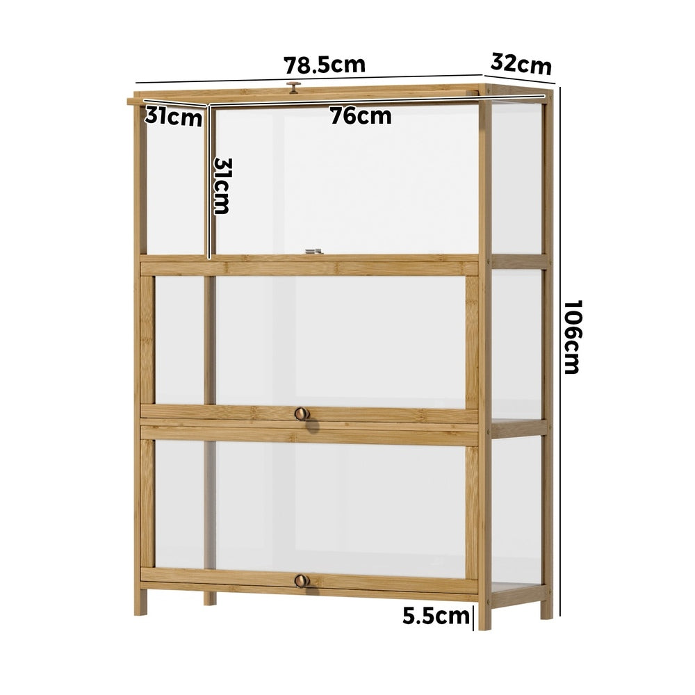 NNEED Display Cabinet 3-Tier Shelves Clear Oak-1