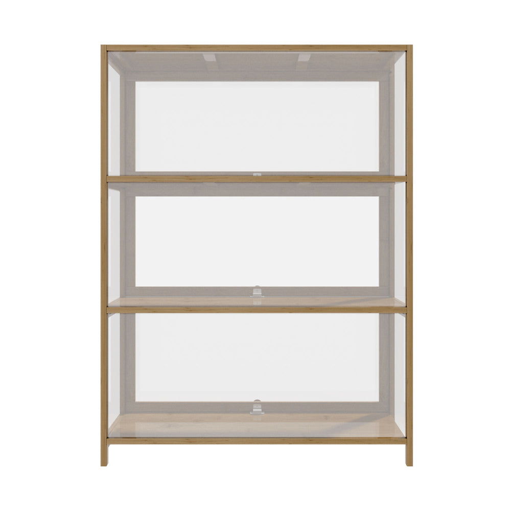 NNEED Display Cabinet 3-Tier Shelves Clear Oak-3