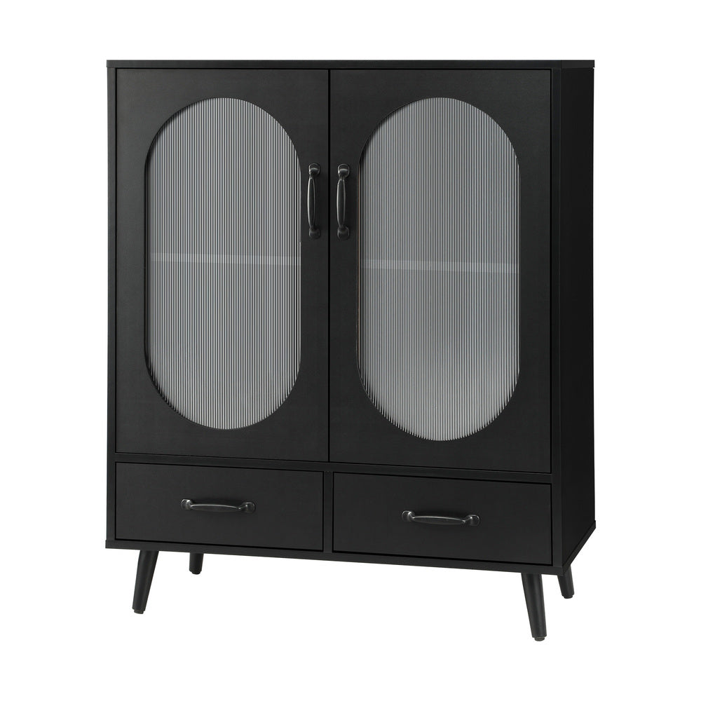 NNEED Sideboard with Pull Up Drawers and Glass Doors-0