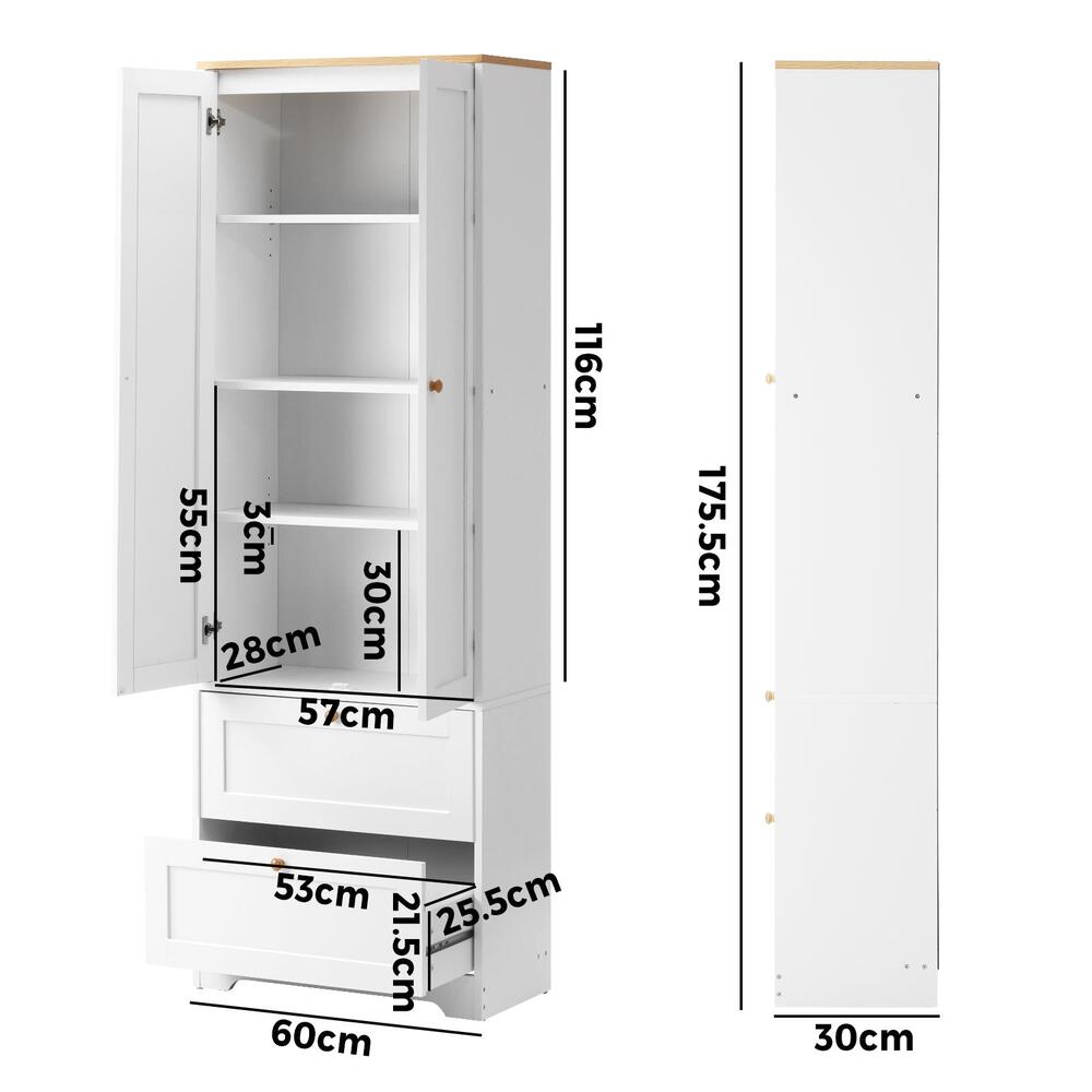 NNEED Sideboard with Display Shelf and Drawer White-4