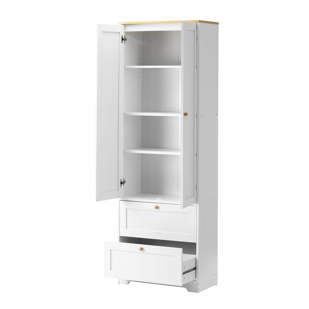 NNEED Sideboard with Display Shelf and Drawer White-2