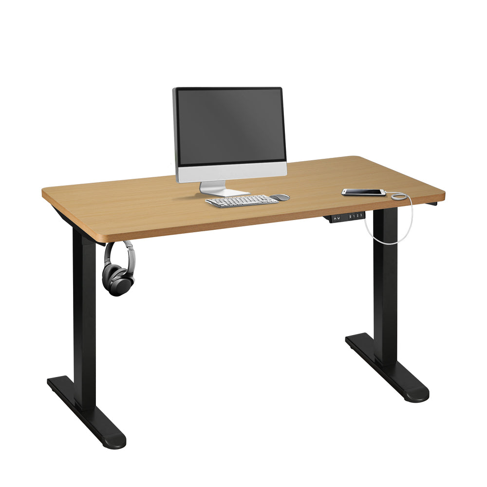 NNEED Sit Stand Desk Motorised Adjustable 160cm Black&Oak-0