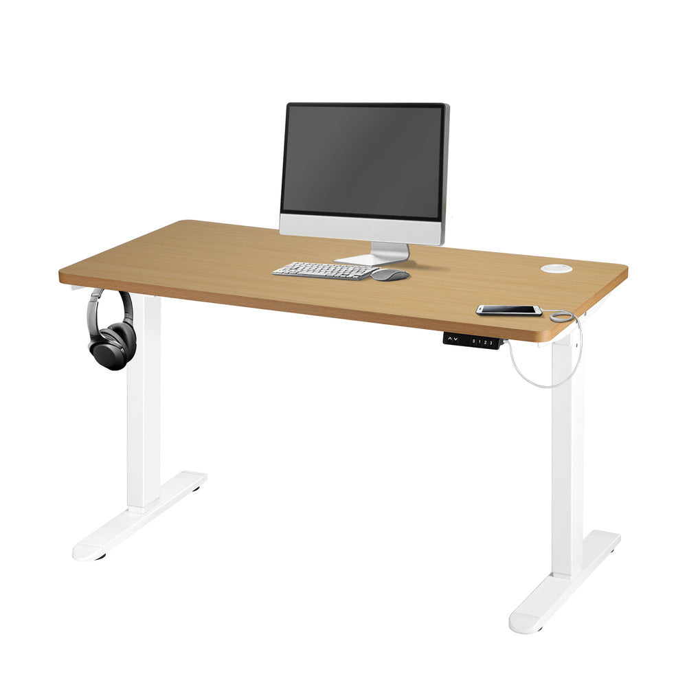 NNEED Standing Desk Adjustable Motorised 120cm White&Oak-2