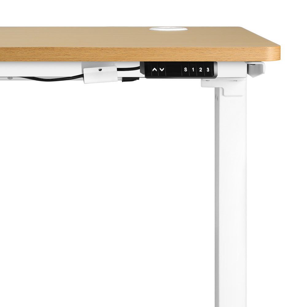 NNEED Standing Desk Adjustable Motorised 120cm White&Oak-3