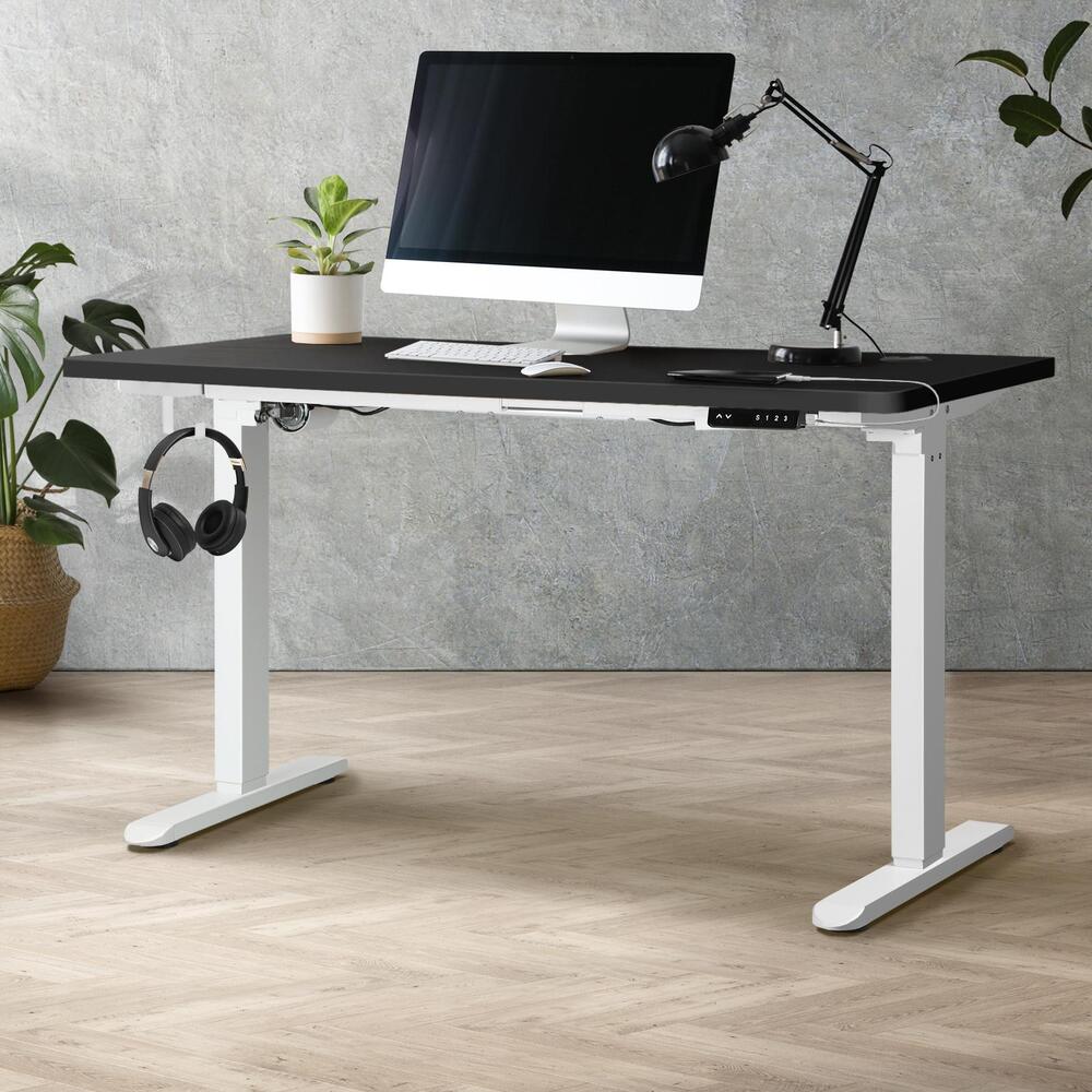 NNEED Standing Desk Adjustable Motorised 140cm White&Black-4