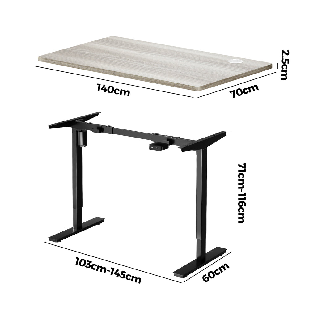 NNEED 140CM Electric Standing Desk Adjustable Black&Grey-Oak-1