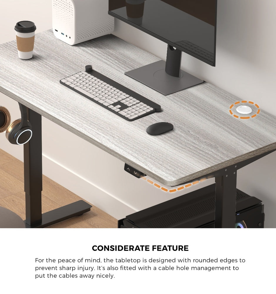 NNEED 140CM Electric Standing Desk Adjustable Black&Grey-Oak-3