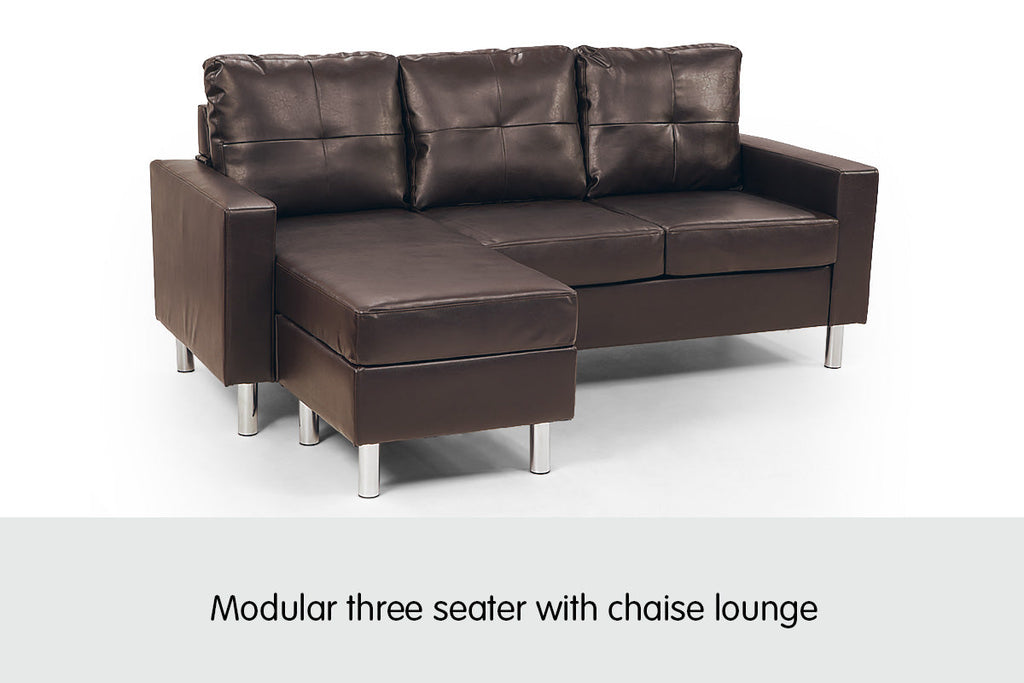 NNEDPE Sarantino Corner Sofa Couch with Chaise - Brown-1
