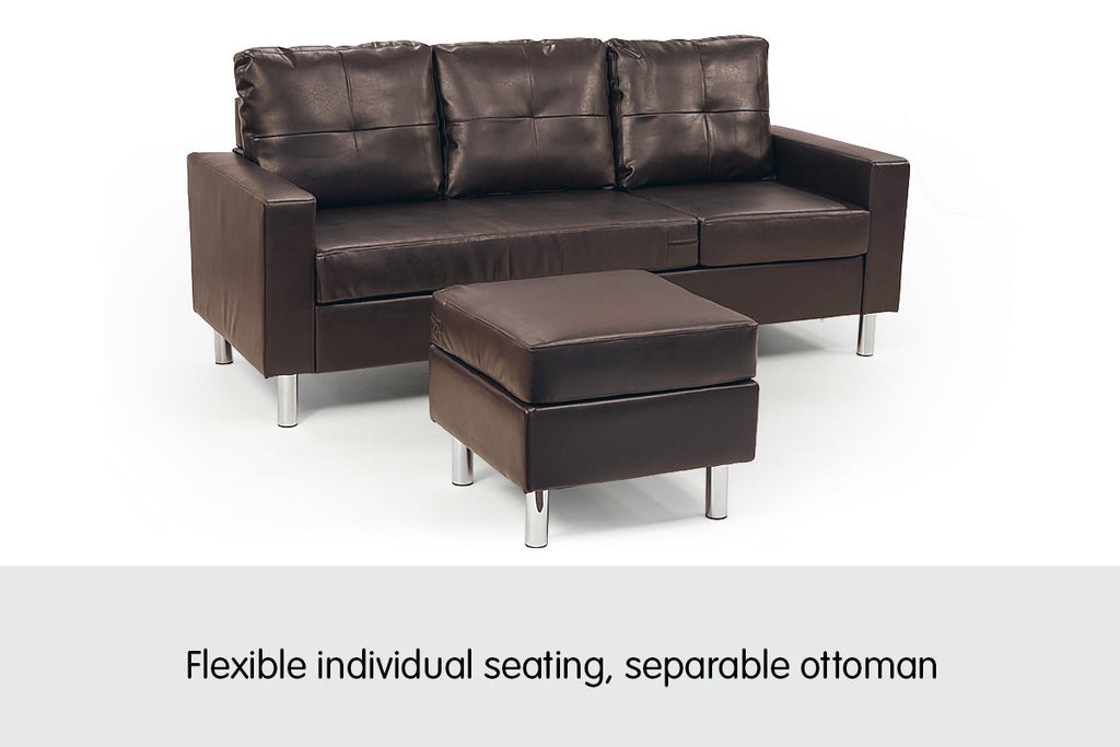 NNEDPE Sarantino Corner Sofa Couch with Chaise - Brown-2