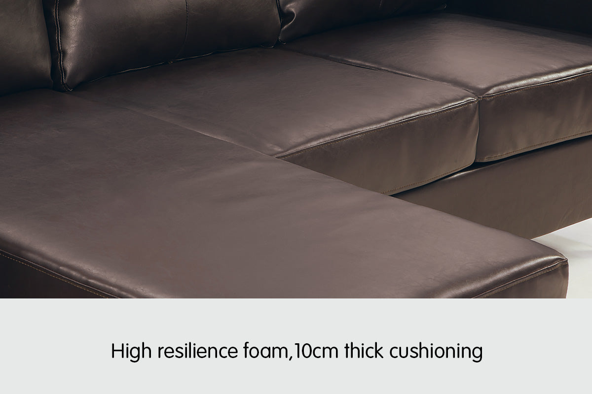 NNEDPE Sarantino Corner Sofa Couch with Chaise - Brown-3