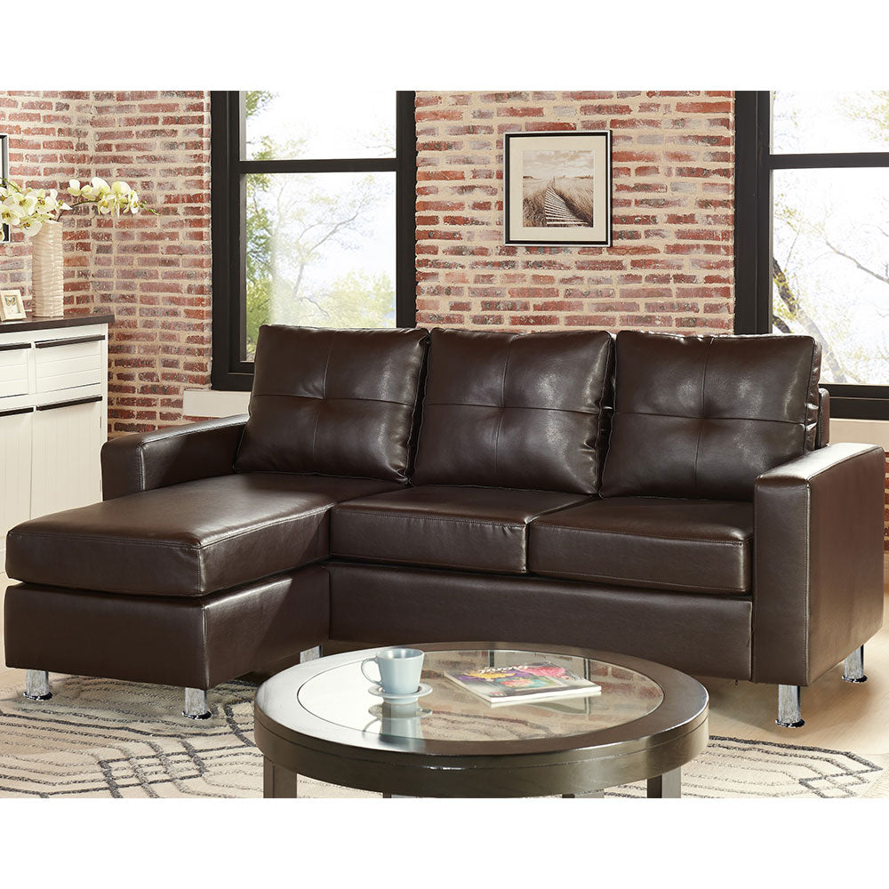 NNEDPE Sarantino Corner Sofa Couch with Chaise - Brown-0