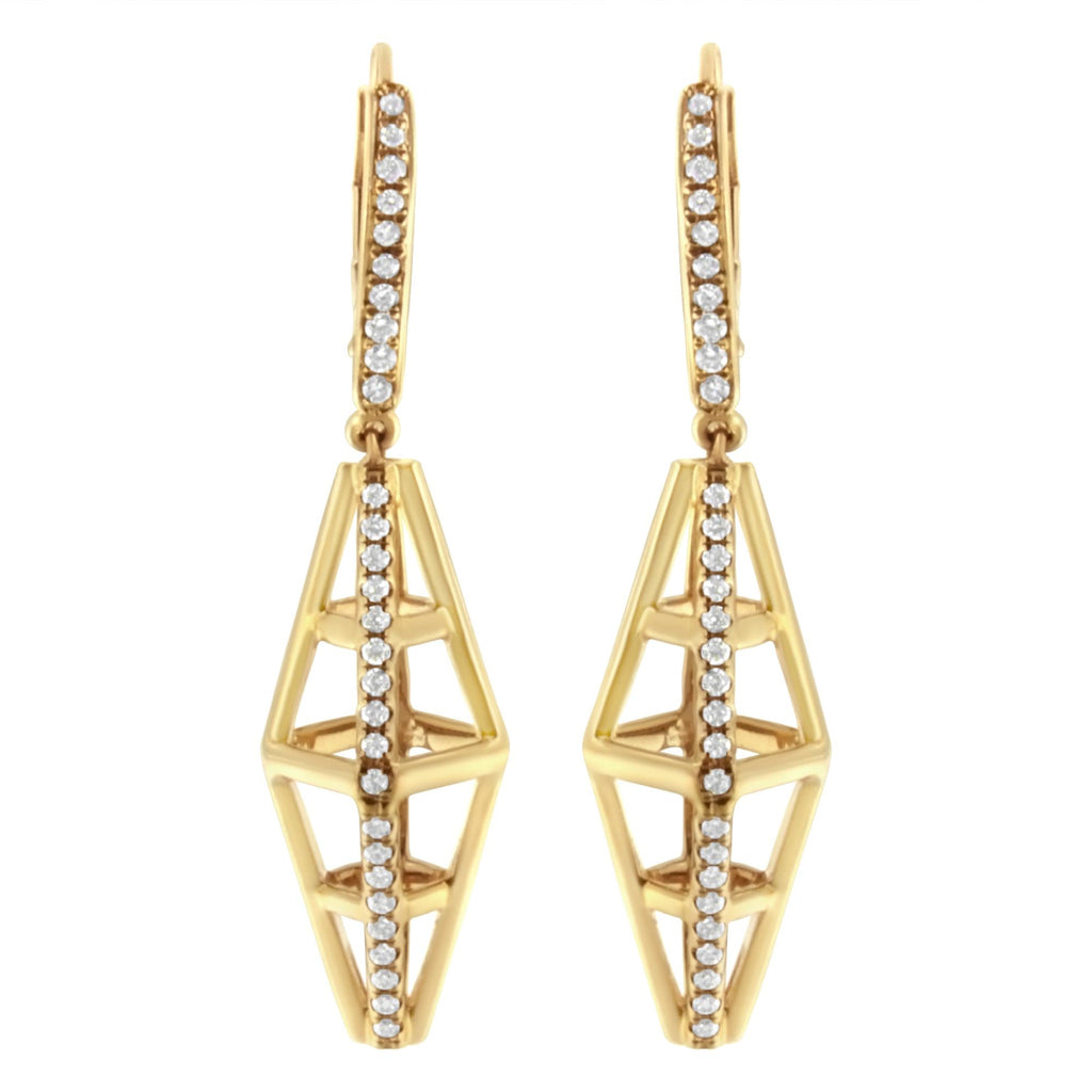 14K Yellow Gold 5/8 Cttw Diamond Geometrical Pillar Drop and Dangle Earrings (G-H Color, SI1-SI2 Clarity)-0