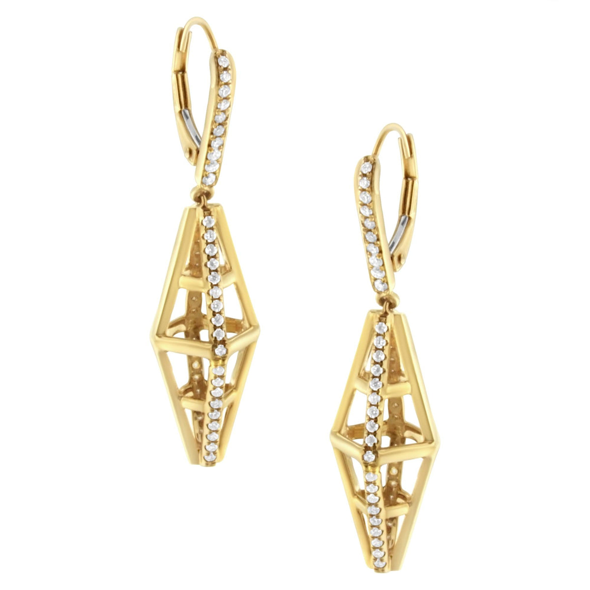14K Yellow Gold 5/8 Cttw Diamond Geometrical Pillar Drop and Dangle Earrings (G-H Color, SI1-SI2 Clarity)-1
