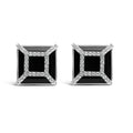 14K White Gold 3/8ct Diamond with 11x11MM Black Onyx Stud Earrings (G-H Color, SI1-SI2 Clarity)-0