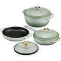 Sage 6-Piece Non-Stick Cast Iron Cookware Set - Skillet Grill Pan Dutch Oven-0