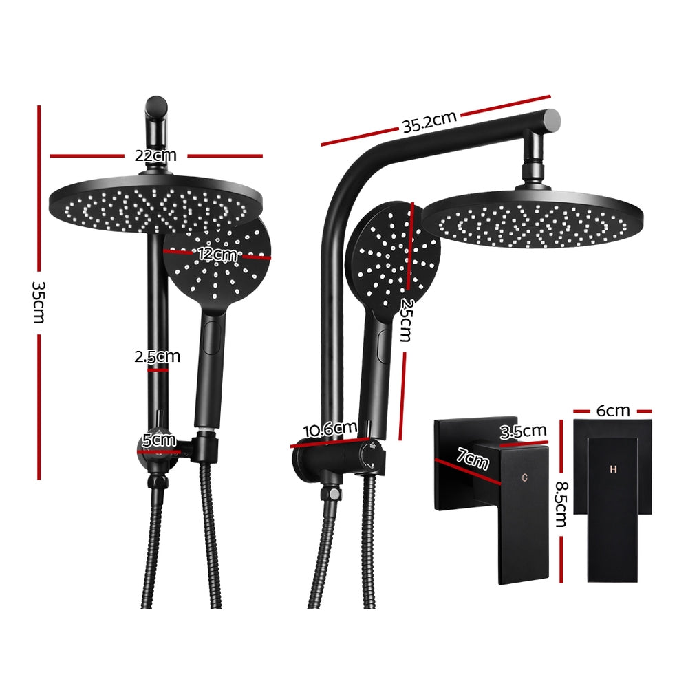 NNEDSZ 9 Rain Shower Head Taps Round Handheld High Pressure Wall Black-1