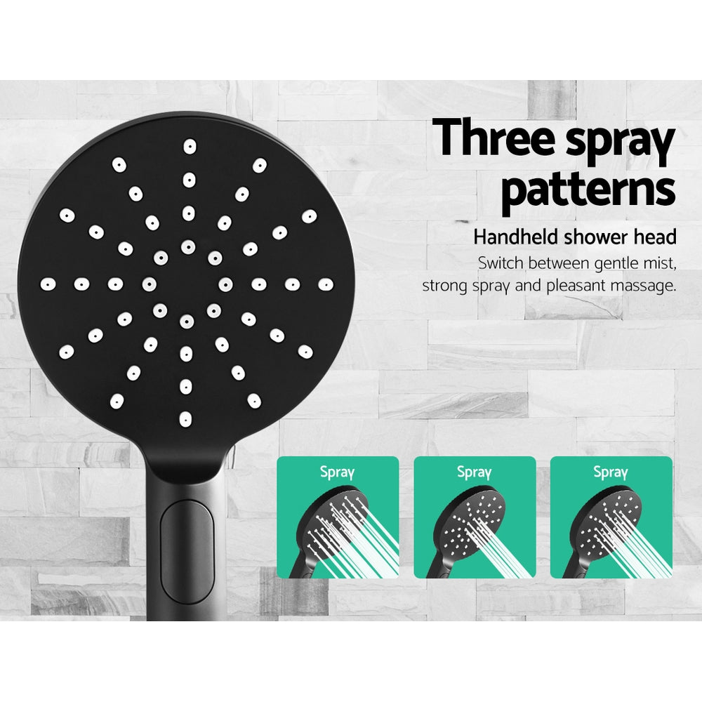 NNEDSZ 9 Rain Shower Head Taps Round Handheld High Pressure Wall Black-4