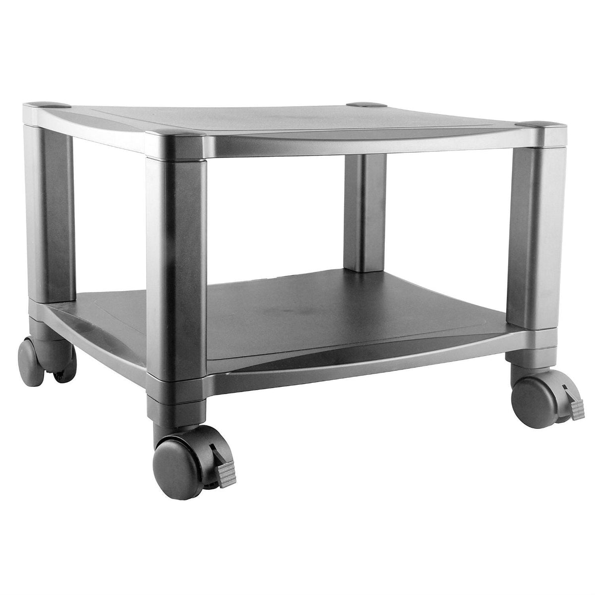 Sturdy 2-Shelf Mobile Printer Stand Cart in Black with Locking Casters-0