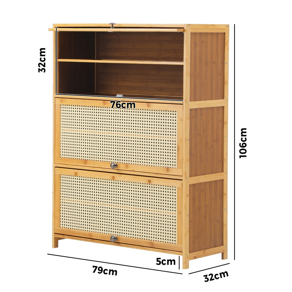 NNEED Shoe Storage Cabinet 3 Flip-up Doors Brown-1