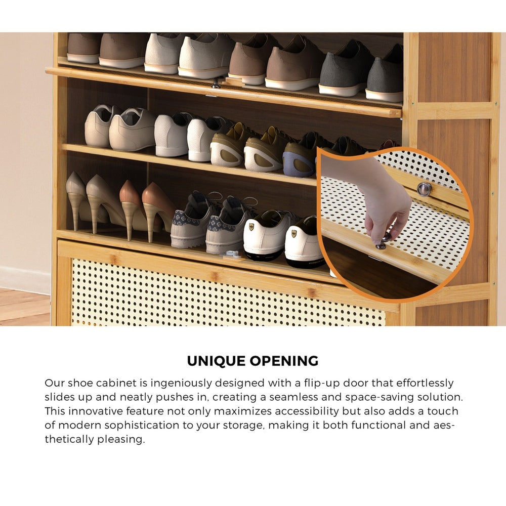 NNEED Shoe Storage Cabinet 3 Flip-up Doors Brown-3