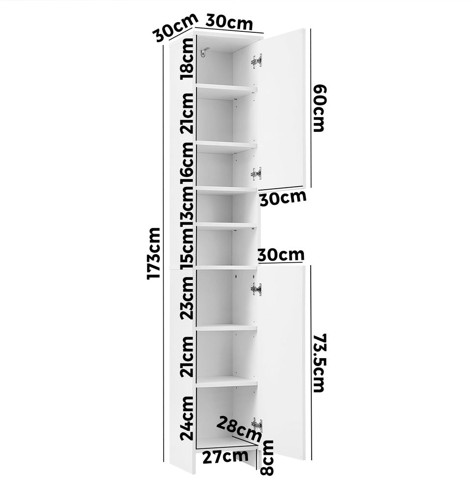 NNEED Bathroom Cabinet Tall Slim White-2
