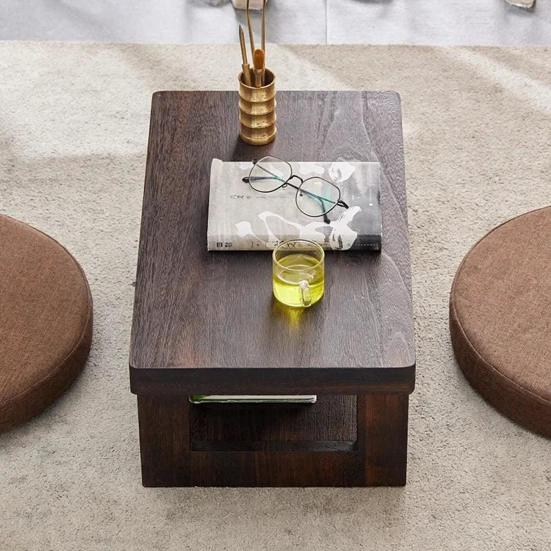 NNEOBA Adjustable Solid Wood Tatami Tea Table - Versatile Folding Japanese Household Furniture-4