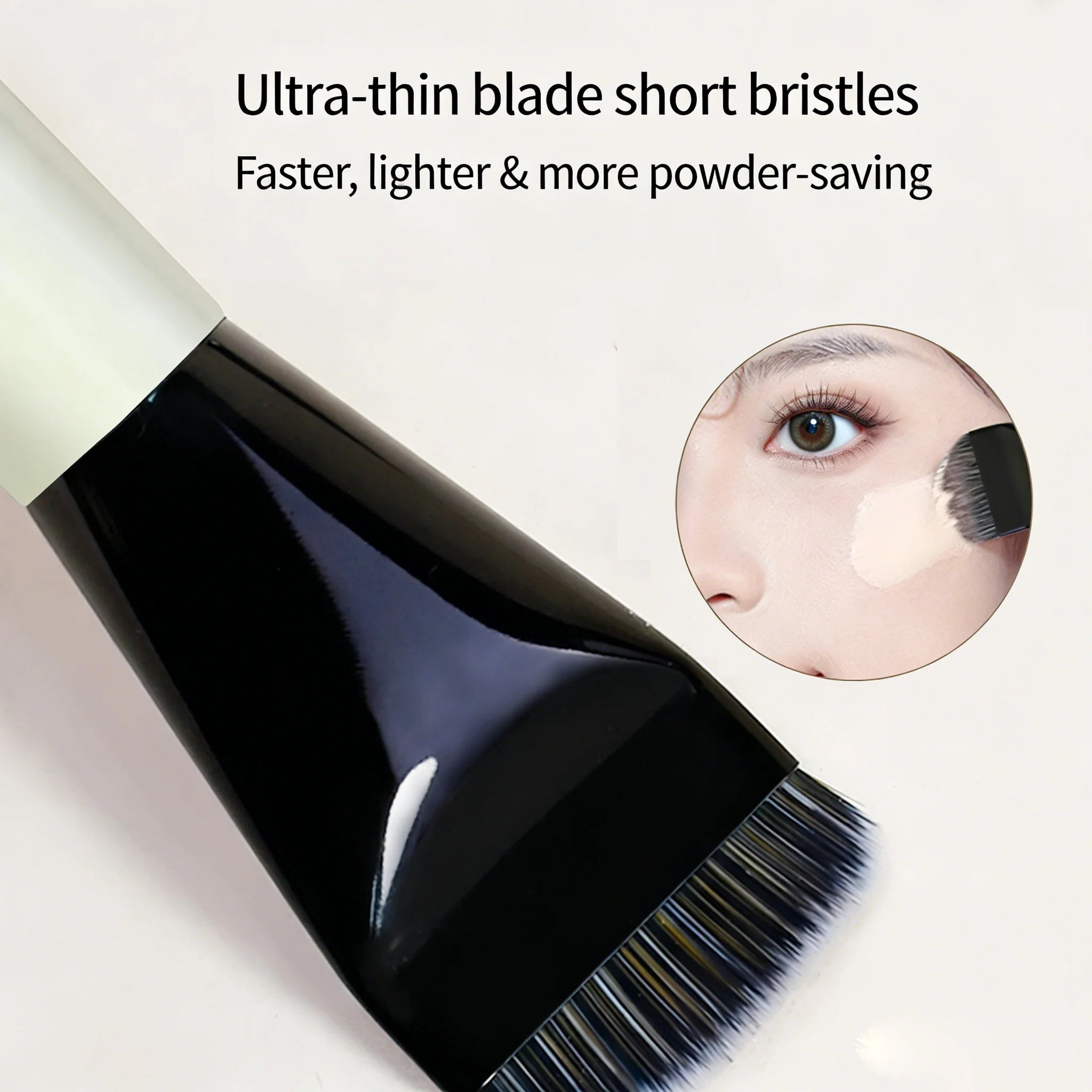 Dual-ended Makeup Brush Flat Foundation & Angled Contour Brush Soft Synthetic Hair Multi-function Cosmetic Beauty Tool