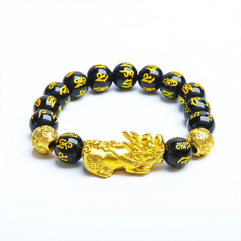 24K Gold-Tone Pixiu Bracelet – Lucky Wealth Beaded Bracelet for Men & Couples-0