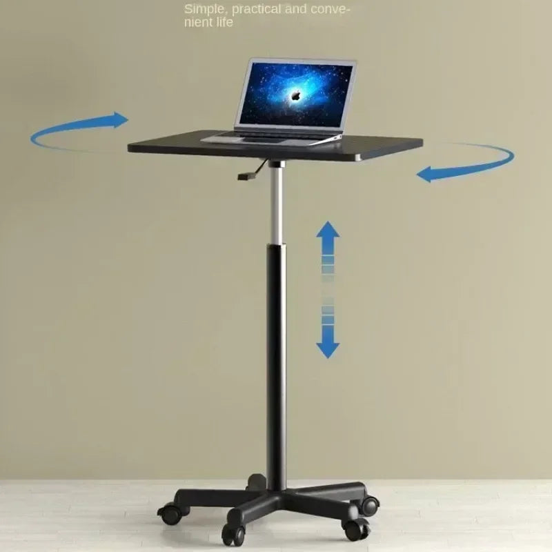NNEOBA Adjustable Height Movable Laptop Desk with Pulley - Versatile Bedside & Office Table-3