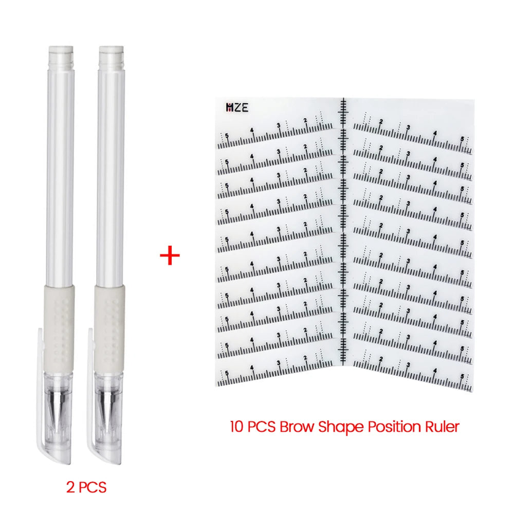 Eyebrow Position Mark Tools Microblading Brow Shape Mapping Kit with White Marker Pen and Brows Outline Design Ruler Makeup Kits
