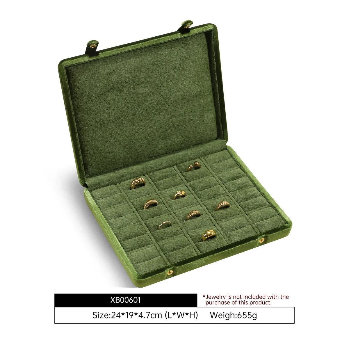 Large Velvet Jewelry Storage Case – Display Organizer for Rings, Earrings, Pendants & Accessories-1